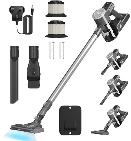 Cordless Vacuum Cleaner, 450W 25KPa Stick Vacuum Cleaner with 12000mAh Battery, Two Power Modes, 35mins Max Runtime, Multi-cone Filtration, Handheld Vacuum for Hardwood Floor, Carpet, Pet Hair, etc.
