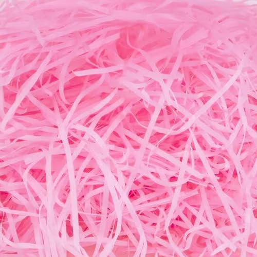 200 Grammes Papier de Remplissage Cadeau,Papier Déchiqueté,Shredded Papier Kraft Raffia Remplissage,Herbe de Pâques pour Décorer Cadeaux, Artisanat DIY,Paniers et Boîtes (Rose)