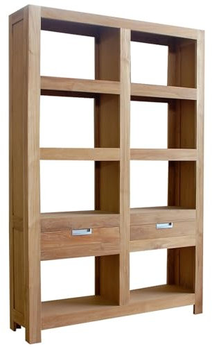 Teako Design Regal Selja aus Teakholz, 210x136x35 cm, Wohnzimmer, naturfarben, FLEGT-Lizenziertes Teak, Robustes Holzregal, Nachhaltige Möbel, Teakholzmöbel, Bücherregal