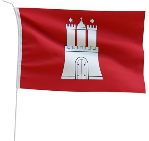 Marineo Gastlandflagge Bootsfahne Gastflagge Fahne Flagge für Boot oder Motorrad - 20 x 30cm, Hamburg