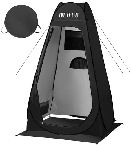 Dewur Camping Toilettenzelt UV 50+ Duschzelt Pop Up Umkleidezelt Privatsphäre Toilette Umkleidekabine Lagerzelt Mobile Outdoor WC Zelt für Camping & Beach, mit Tragetasche (Schwarz)