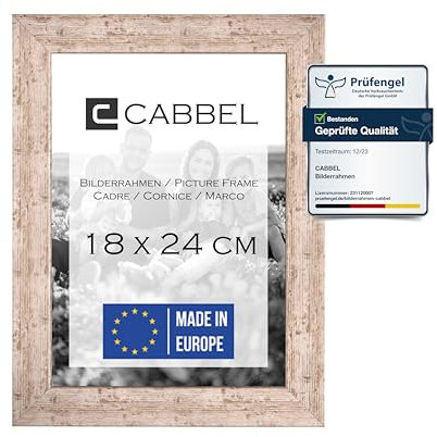CABBEL Cadre photo 18x24 cm, en bois MDF solide, verre plexiglas incassable, à suspendre ou à poser, idéal pour photos/images/collage, Bouleau