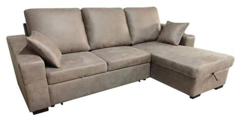 SHIITO | Modelo Oliver - Sofá 3 Plazas con Chaiselongue y Arcón | Máximo Relax y Confort | 248 x 82 x 95 cm - Color Cemento