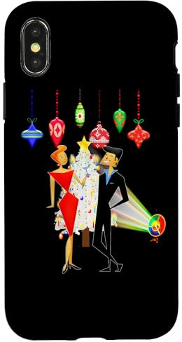 Hülle für iPhone X/XS Mid Century Moderne Weihnachtsfeier MCM Retro Cocktailparty
