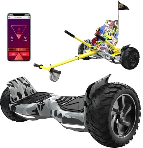 RCB Hoverboards SUV mit Sitz Hoverboards Off-Road, App-fähige Bluetooth Hoverboards, 8,5 '' Hummer + Hoverkart Go Kart für Self Balancing hoverboards, Geschenk für Kinder