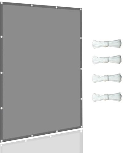 Voile d'ombrage Carré 1.2 x 1.8 m Serres Filet Coupe-Vent pour Toile Terrasse Voile de Parasol pour Jardin Terrasse Camping, Gris Clair