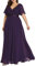 Ever-Pretty Abiti da Cerimonia Taglie Forti Chiffon Stile Impero Scollo A V Damigella Donna Viola Scuro 50