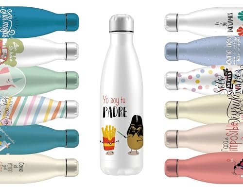 Mi Ko Mi Ka Botella de Agua Térmica de Acero Inoxidable Reutilizable | Sin BPA | Mantiene 24H Frio / 12H Calor | Hermética - Doble Pared a Prueba de Fugas (Yo Soy Tu Padre, 500ml)