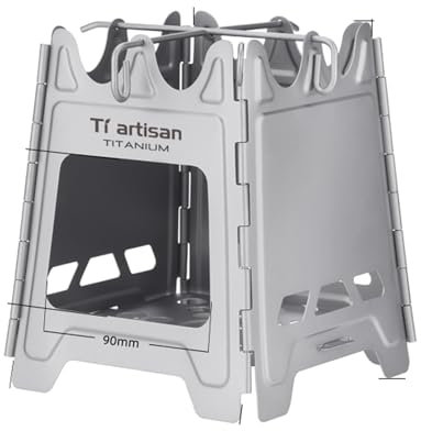 Ti artisan Poêle à bois en titane pliable pour camping, randonnée, alcool, camping, pique-nique, barbecue