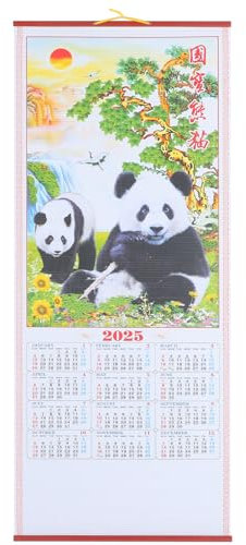 OHPHCALL Calendriers Chinois 2025 Calendriers Muraux Lunaires De L'année Du Serpent Suspendu Du Serpent Du Chinois 2025 Annuel À Défilement En Rotin