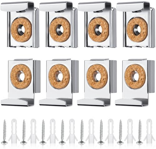 Caianwin 8 fissaggi per specchi senza cornice, staffe per specchi con tasselli e viti, adatte per bagni e servizi igienici