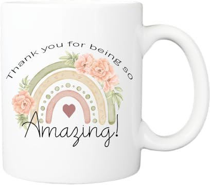 Thank You Gift Pastel Floral Rainbow Quote Mug - Gift Mug - Tea Coffee Cup Appreciation Gift