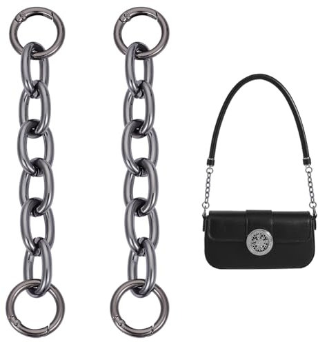 UNICRAFTALE 2 Stück Kurze Taschenketten Geldbörsenriemenver Längerung 15cm Schwarz Handtaschen Verlängerungskette Schulterriemen für Taschen Für Crossbody Schulter Handtaschen Taschen Zubehör