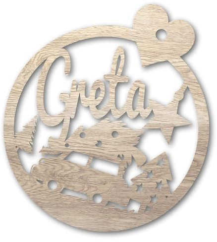 Urhome Personalisierte Ornamente Gravur - Weihnachtskugel Motiv Auto - 22 Verschiedene Motive - Holz Hell Braun Christbaumschmuck Anhänger 3mm Stärke für Weihnachtsbaum