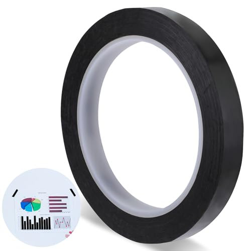 Klebeband Schwarz, 66m X 12mm Whiteboard Klebeband Schwarzes Grafikband Selbstklebendes Band Raster Gridding Kennzeichnen Markierungsband Künstler-Klebebands Dünnes Linienband für Whiteboards
