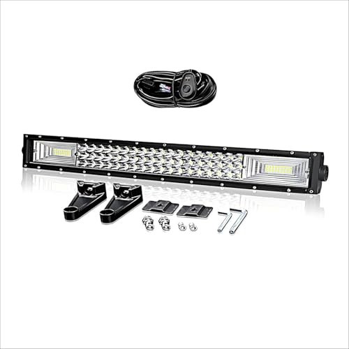 WELLIT Led Arbeitsscheinwerfer 32 Zoll 405W Led Lichtbalken Scheinwerfer Mit Kabelbaum DREI Reihen Led Zusatzscheinwerfer Light Bar für Traktor Auto 4x4 SUV (32 Zoll 405W)