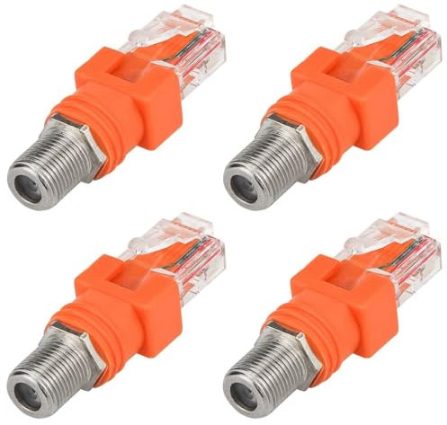 Persistence Koaxial zu Ethernet Adapter, 4 Packungen Koax RF F Buchse zu RJ45 Stecker Konverter für Line Tester