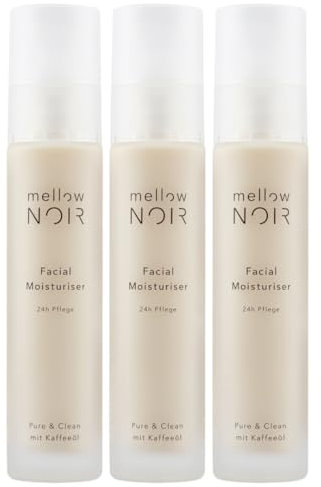 mellow NOIR Facial Moisturizer 3x 50ml | 24h Feuchtigkeit | Feuchtigkeitscreme für das Gesicht | Gesichtscreme für Damen & Männer | Vegan | zertifizierte Naturkosmetik