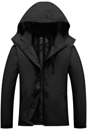 UMIPUBO Veste Imperméable Pour Femme Pluie Coupe Vent Respirante Blouson Outdoor Randonnée Jacket Avec Capuche Pour Rain Saison(Noir,L)