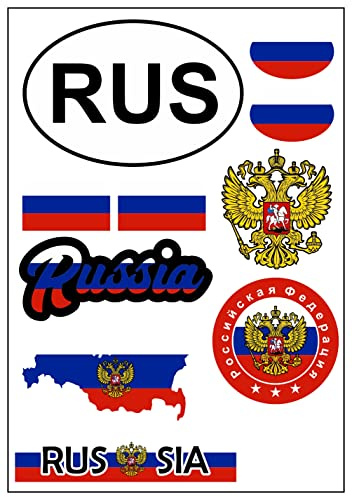 Daged Russland Aufkleber Karte 8 Stück Stickerbogen Dekorative Sticker - PKW Auto Motorrad Biker Flagge Fahne AK