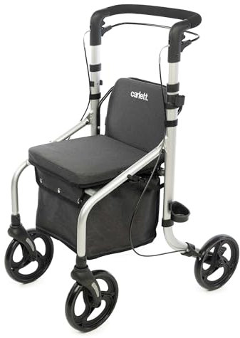 Carlett - Lett Go | Andador con Asiento Incorporado | Producto Médico Homologado | Ruedas XL Giratorias | Manillar Ergonómico Ajustable | Doble Freno con Sistema de Seguridad