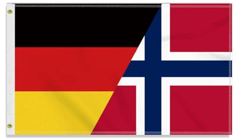 Große 90×150 CM Deutschland Norwegen Flagge, großes 150D Deutsch Norwegisch Freundschafts banner,Strapazierfähige Deutschlandfahne Doube-Seitendruck Dekor Messingösen large Norway