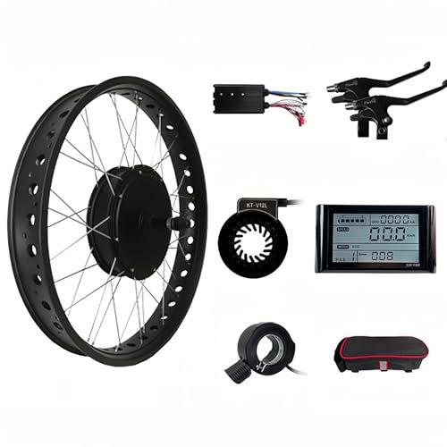 Elektrisches Schnee Fat Reifen Hinterrad,Fat Tire-Rad, 72V5000W-Motor, Geschwindigkeit 80Km/H,175Mm-Nabe Mit Smart Controller Und Drehgasgriff Für Offroad Und All-Terrain Fahrten 24in,72V/5000W