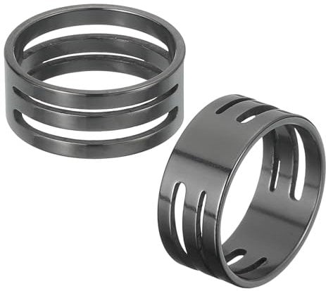 sourcing map Jump Ring Opening Tool, 17mm Stainless Steel Jump Ring Opener Circle Split Opening Closing Finger Tool for Jewelry Making Supplies Craft Projects(Black, Pack of 2)
