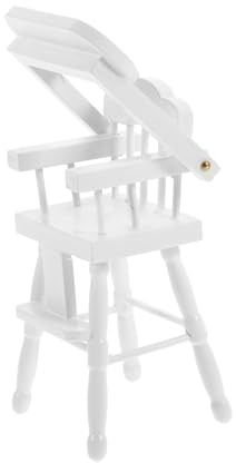 SOPOTUTU Miniatur Hochstuhl aus Holz Mini Puppenhaus Möbel Glatte Oberfläche Robustes für Puppenhaus DIY Miniaturen Kinderzimmer Zubehör Weiß
