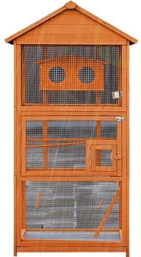 Bequem Vogelkäfig for den Außenbereich, groß, hölzern, regendicht, Vogelvilla, offen, atmungsaktiv, Taube, Drossel, Papagei, Vogelkäfig Praktisch