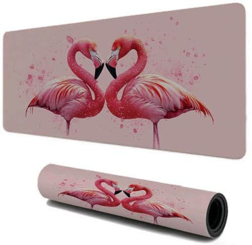 Tapis de Souris, Tapis de Souris Gamer XXL 1000x600, Haute Précision et Vitesse sous Main Bureau, Base en Caoutchouc Antidérapant, Accessoire Bureau pour Portable PC (Flamants Couleur Rose) I-96