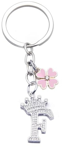 GUOYU Damen 925 Silber Initialen Schlüsselanhänger,Personalisierter Buchstaben Anhänger für Damen und Herren,Geburtstagsgeschenk Weihnachts geschenk für Freundin Kollege Paar Mamma Schwester (1F)