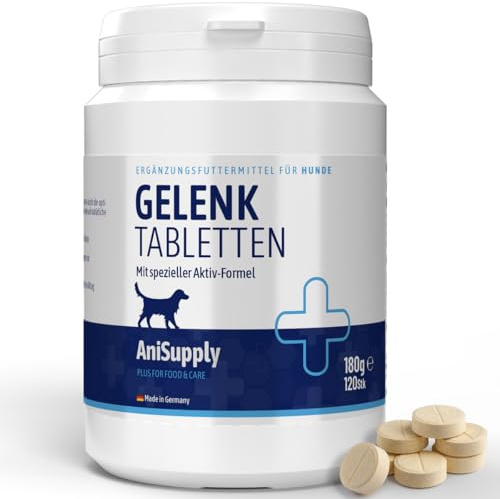 AniSupply Lot de 120 comprimés articulaires pour chiens - Avec moule aux orles vertes, glucosamine, MSM et griffe du diable - Éprouvé chez les chiens âgés et actifs, les personnes âgées - Soutient la