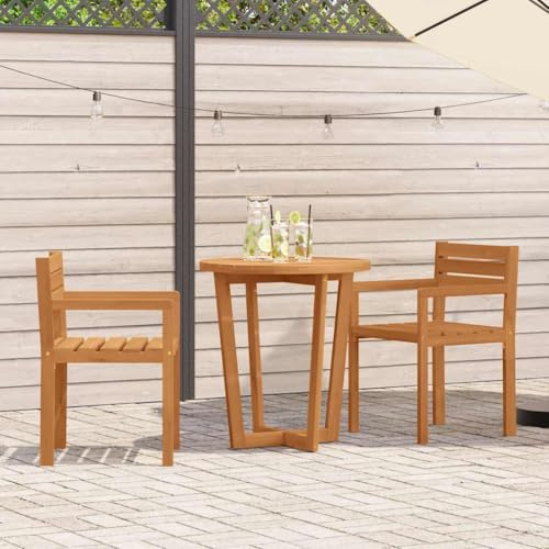 Ziaphsol 3-teiliges Garten-ESS-Set aus Massivholz Akazie, Ø70 cm runder Tisch, 2 Stühle, geöltes Holz, für Terrasse, Balkon, Outdoor-Möbel