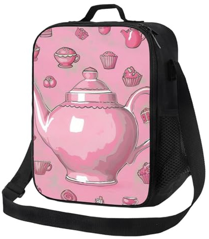 AQRJLPO Tragbare Lunchtasche mit Teekannen-Motiv, großes Fassungsvermögen, isolierte Neopren-Lunch-Tasche für Arbeit, Schule, Picknick, Reisen