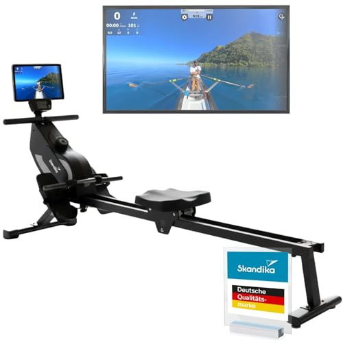 Skandika Rudergerät für Zuhause Venn | Rudermaschine mit Magnetwiderstand, 8 Widerstandsstufen, einfacher Aufbau, Bluetooth, Kinomap App kompatibel, leise & wartungsarm, Rudermaschine für zuhause