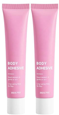2pcs*20g Clear Invisible Body Glue for Clothes&Compression Stocking,Body Adhesive Glue for Skin,Tube Design,Long-Lasting Waterproof&Sweat-Proof,Skin Safe&Washable,Sock Glue for Straps,Dresses,Leotards