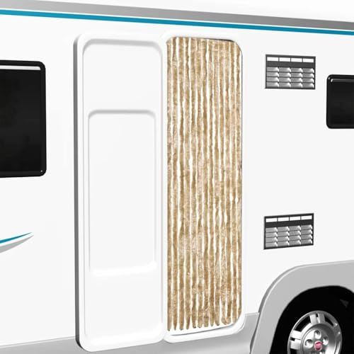 Zanzariera per porta, balcone, camper, campeggio, leggera, a lamelle, 56 x 200 cm, colore beige