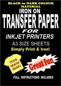 Imprimible Plancha Camiseta & Tejido Papel Transfer para Telas Oscuras 10 A3 Hojas