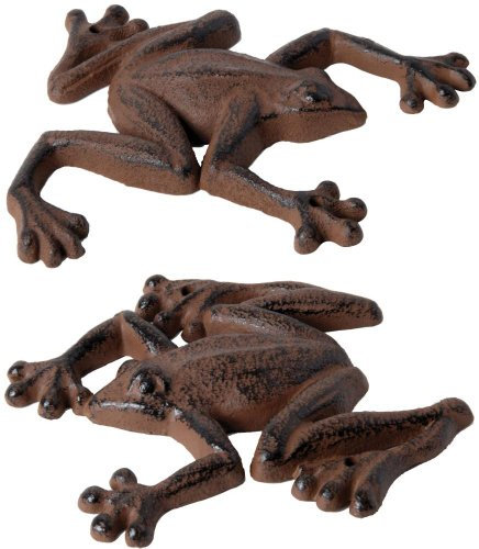 3 Stück Esschert Design Gartenfigur, Skulptur Frosch aus Gusseisen, sortiert, ca. 14 cm x 12 x 1,7 cm