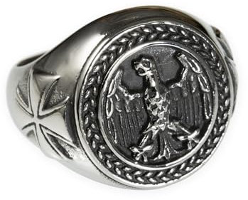 Fly Style Bundeswehr Ring aus Edelstahl - Bundesadler Ring Eisernes Kreuz - Herren Schmuck - Soldaten Ringe, Ring Grösse:18.1 mm