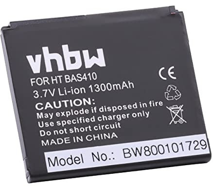 vhbw Battery Replacement for HTC 35H00132-00M for Mobile Phone Smartphone PDA Notepad Tablet (1300mAh, 3.7 V, Li-ion)