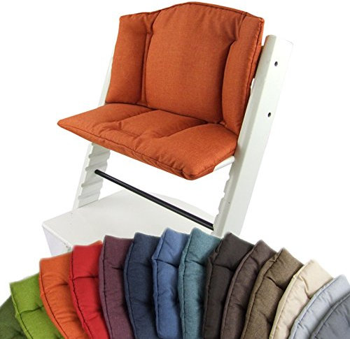 BambiniWelt Sitzkissenset für Stokke Tripp Trapp Hochstuhl *14 FARBEN MELIERT* 2 teilig Sitzkissen Auflage Bezug Ersatzkissen Kissen (Orange)