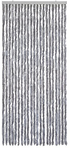 WOHNWOHL Flauschvorhang (90x200 cm) • Wohnwagen Türvorhang • Fliegenschutz Balkontür • Insektenschutz Vorhang • Fadenvorhang Tür • Sichtschutz Wohnmobil • Farbe: Silber