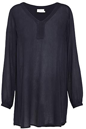 KAFFE Tunika Amber Damen Tunika Amber Langarm V Ausschnitt Shirt Casual Basic 46, Midnight Marine