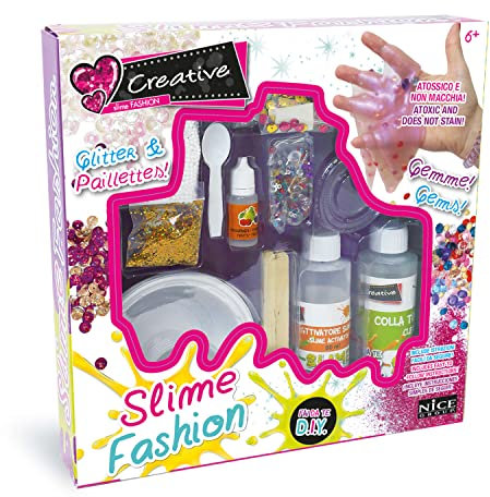 Nice Group - SLIME FASHION, Kit crea Slime profumato, da decorare con gemme, pailettes, palline. Gioco Fai da Te creative per bambine, colla inclusa
