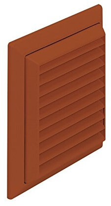 100mm/4 Spigot Louvred Grille with Fly Screen (Terracotta)