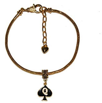 Queen Of Spades Enamel Charm Euro Anklet Ankle Chain Jewellry QOS Cuckold Gold - Sexy Jewels