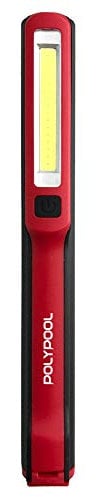 POLY POOL PP3164 Linterna Led Recargable De Trabajo con Luz Ultra Led COB 3W 200lm y Linterna Superior 140lm, Lampara Portátil Adecuado para Trabajo de Taller, Clip Magnético y Batería Recargable USB