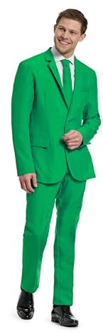 OFFSTREAM Herren Party Kostüm - 2 Stück Einfarbig Outfit für Halloween, Karneval, Fasching Party mit Jacke, Hose & Krawatte - Grün